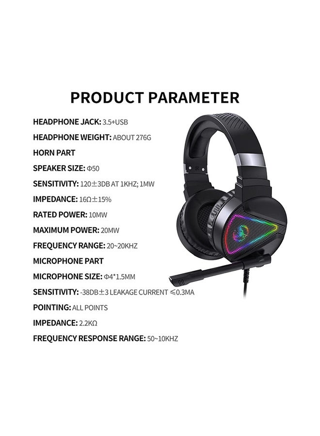 HXSJ - Gaming Headset With Microphone RGB For HXSJ PS4/PS5/XOne/XSeries/NSwitch -wired - Image 1