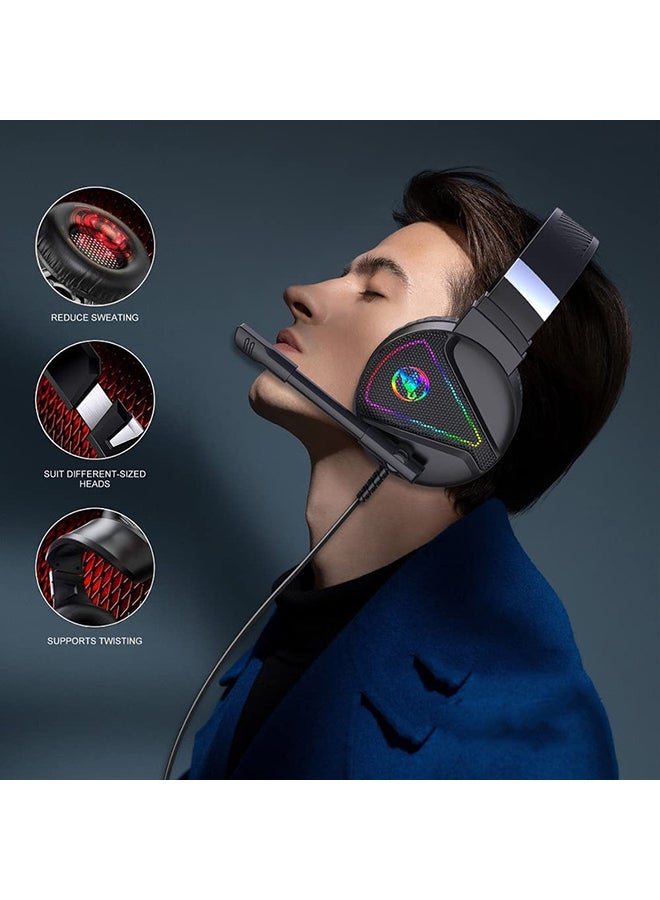 HXSJ - Gaming Headset With Microphone RGB For HXSJ PS4/PS5/XOne/XSeries/NSwitch -wired - Image 1