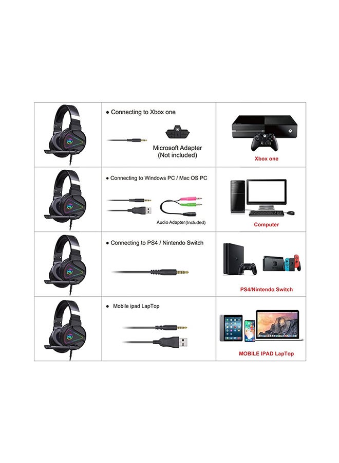 HXSJ - Gaming Headset With Microphone RGB For HXSJ PS4/PS5/XOne/XSeries/NSwitch -wired - Image 1