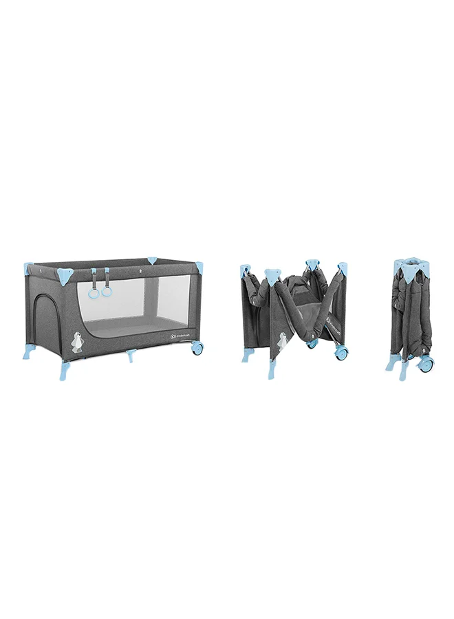كيندركرافت Joy Folding Bed With Accessories – Grey, Blue
