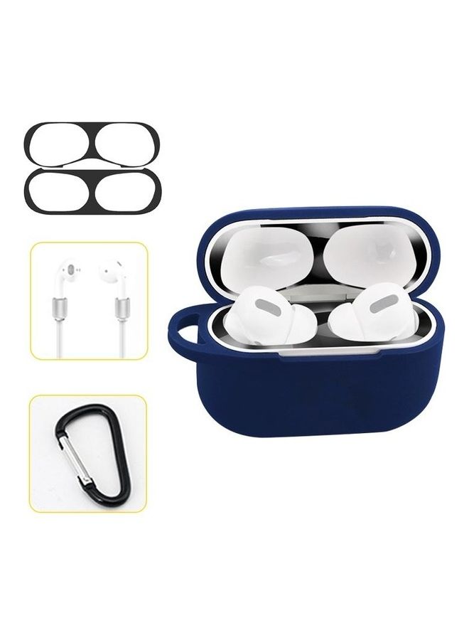 BGM Silicone Protective Storage Box Case with Hook & Anti-Drop Rope For Apple AirPods Pro Blue  - Image 1