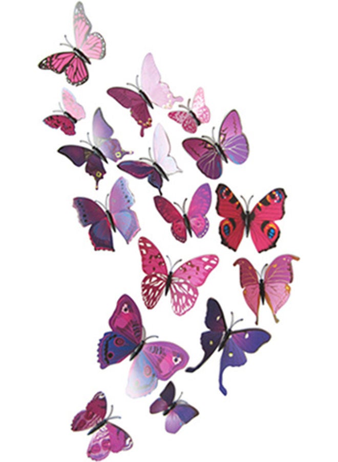 12-Piece 3D DIY Butterfly Art Wall Stickers Purple - Image 1