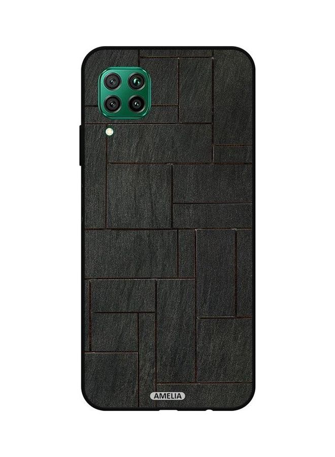 إميليا غطاء حماية مطبوع بنمط جدار حجري لهاتف هواوي P40 لايت 4G أسود  - Image 1