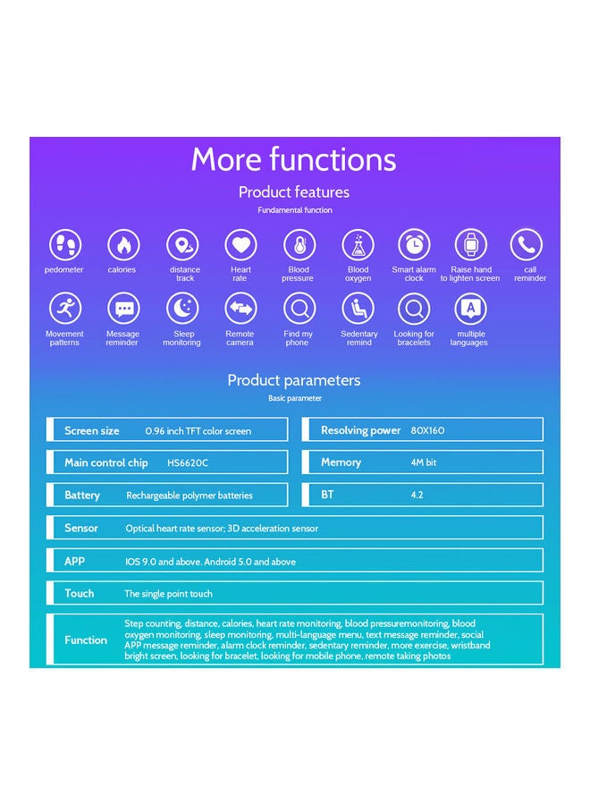 Smart Bracelet BT Intelligent Watch Sport Fitness Tracker Blue - Image 5