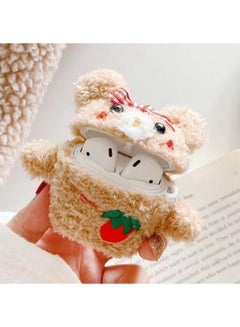 General Purpose Plush Bowknot Embroidered Baby Bear Bluetooth Headphone Protective Case For Apple AirPods 1/2 Generation Multicolour
