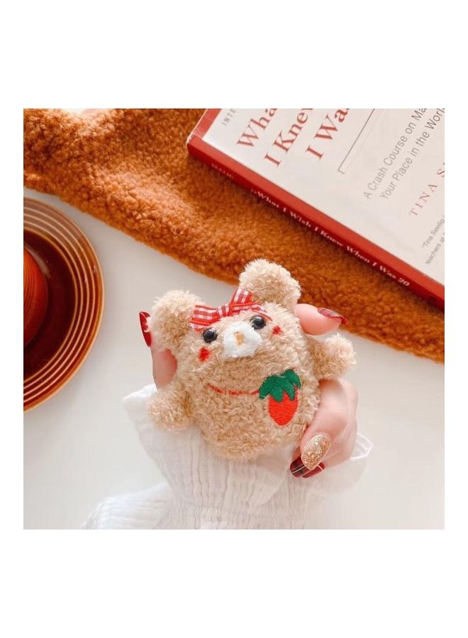 BGM - General Purpose Plush Bowknot Embroidered Baby Bear Bluetooth Headphone Protective Case For Apple AirPods 1/2 Generation Multicolour - Image 1