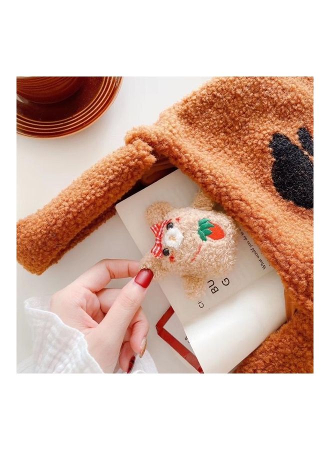 BGM - General Purpose Plush Bowknot Embroidered Baby Bear Bluetooth Headphone Protective Case For Apple AirPods 1/2 Generation Multicolour - Image 1