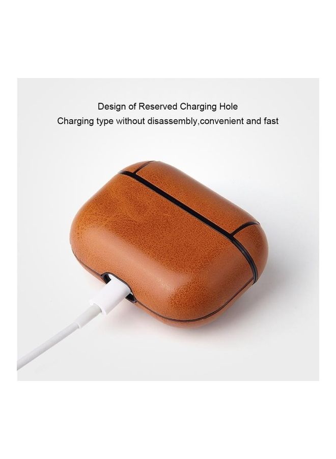 BGM Anti-Fall Crazy Horse Texture PU Leather Protective Case with Carabiner For Apple AirPods Pro Red - Image 5