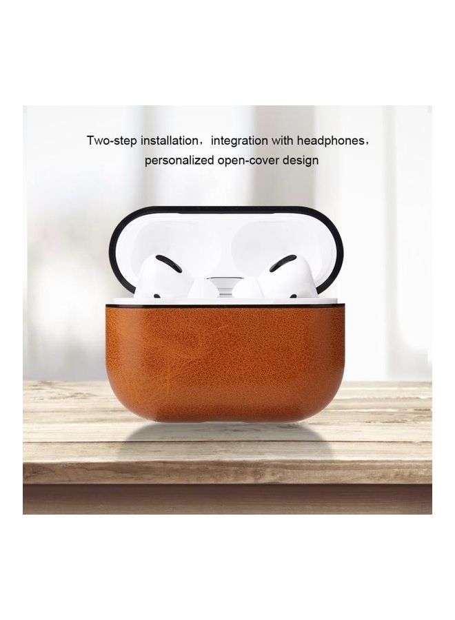 BGM Anti-Fall Crazy Horse Texture PU Leather Protective Case with Carabiner For Apple AirPods Pro Red - Image 2