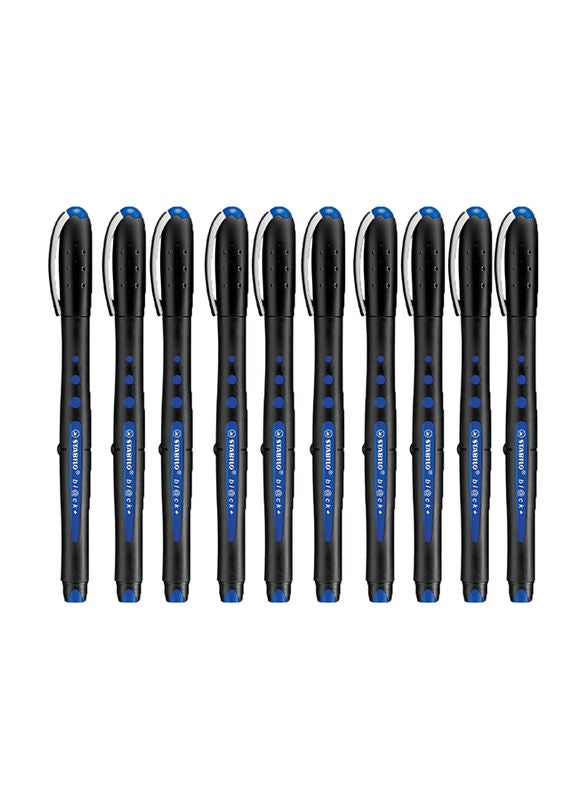 STABILO Pack Of 10 Rollerball Pen Black/Blue - Image 1