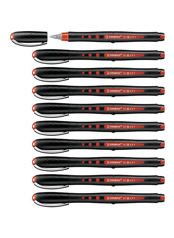 STABILO Pack Of 10 Rollerball Pen Black/Red - Image 1