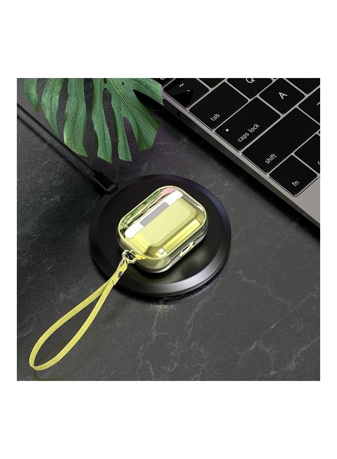 BGM Electroplating TPU Solid Colour Earphone Protective Case with Lanyard For AirPods Pro Gold - Image 5