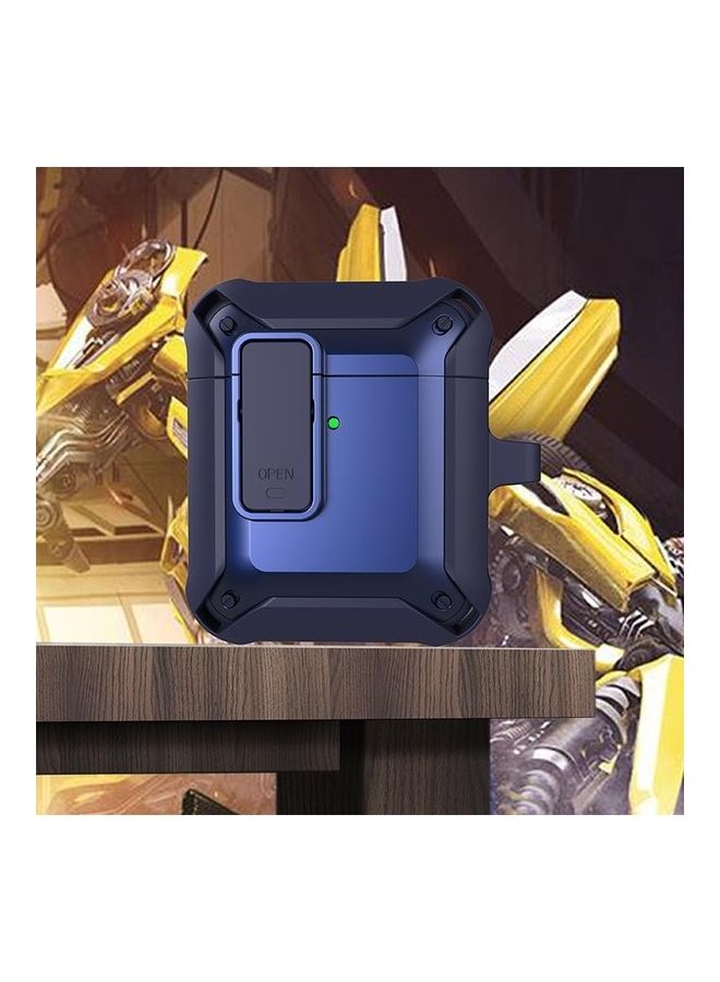 BGM Shockproof Bumblebee Silicone Protective Case with Switch For Apple AirPods 1/2 Blue - Image 1