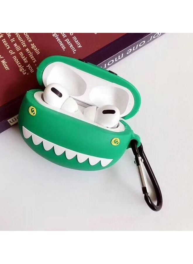 بي جي إم غطاء حماية واقي بتصميم رأس ديناصور يعبر عن الحب لسماعات أبل آيربودز برو أخضر - Image 1