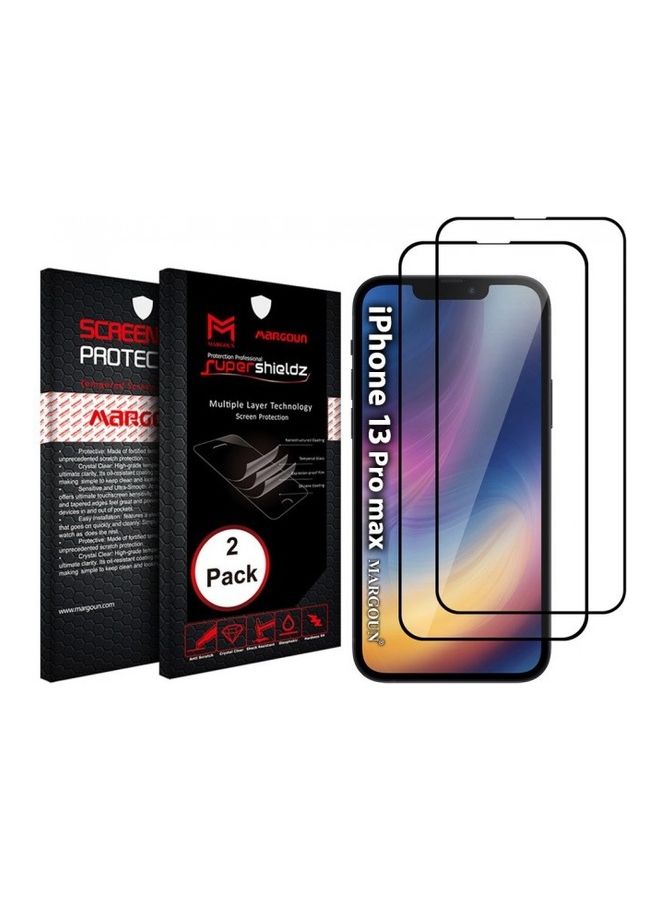 MARGOUN 2-Pack Super Shieldz 3D Tempered Glass Screen Protector for Apple iPhone 13 Pro Max Clear/Black  - Image 1