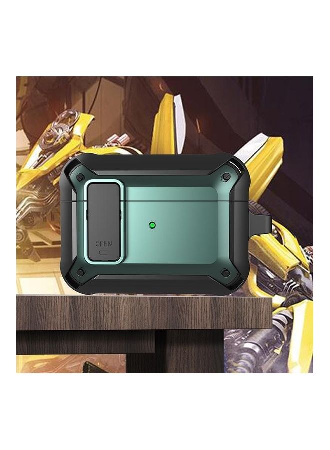 BGM Wireless Earphones Shockproof Bumblebee Silicone Protective Case with Switch for AirPods Pro Black/Green  - Image 1