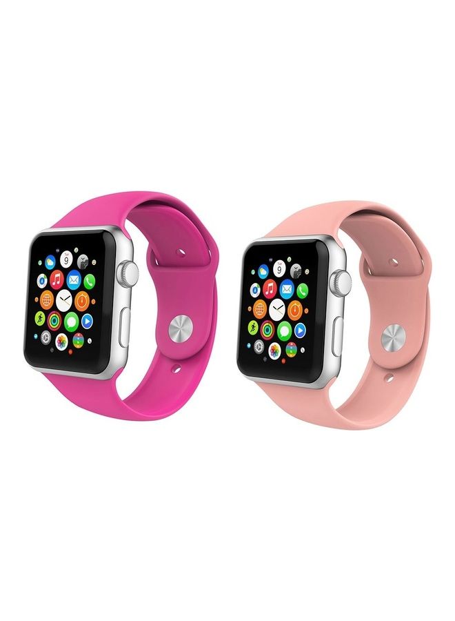 MARGOUN 2-Pack Replacement Silicone Band For Apple Watch Pink/Pink Sand - Image 1
