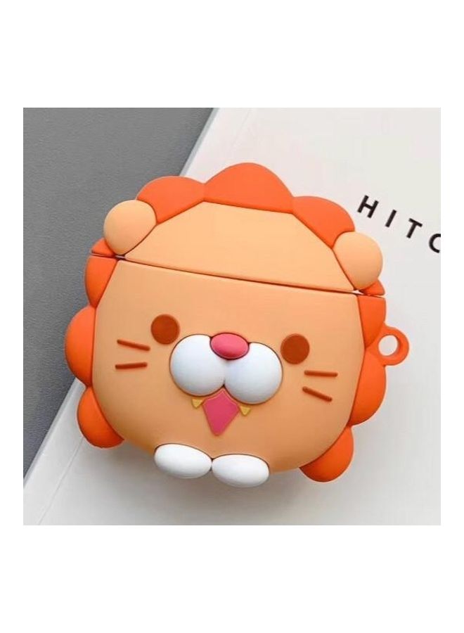 بي جي إم غطاء حماية واقي بتصميم أسد يناسب جميع أجهزة أبل آيربودز 1/2 برتقالي - Image 1