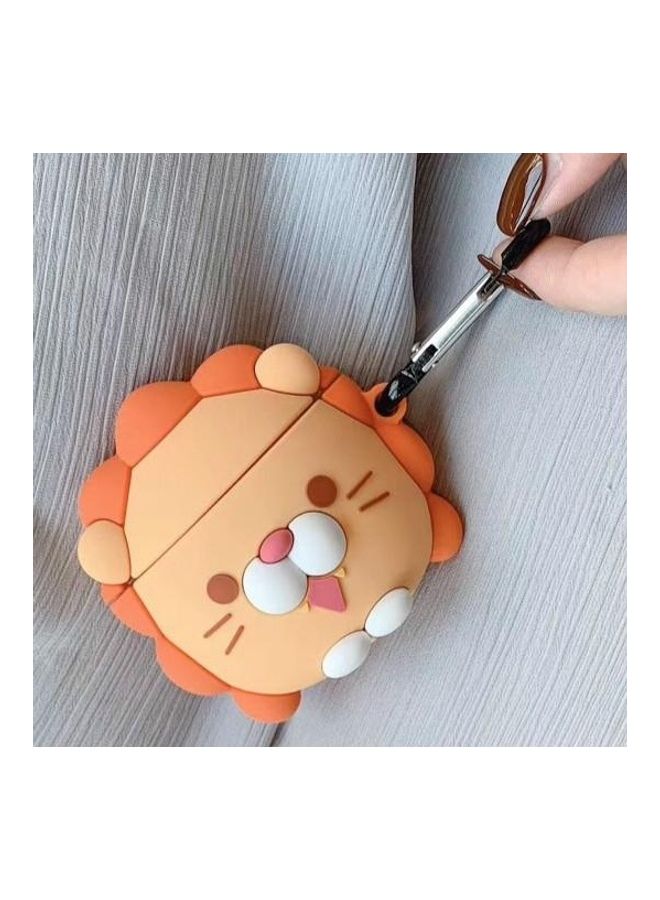 بي جي إم غطاء حماية واقي بتصميم أسد يناسب جميع أجهزة أبل آيربودز 1/2 برتقالي - Image 2