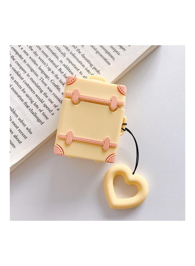 BGM Wireless Earphones Shockproof Candy Colored Suitcase Silicone Protective Case for Apple AirPods 1/2 Yellow  - Image 1
