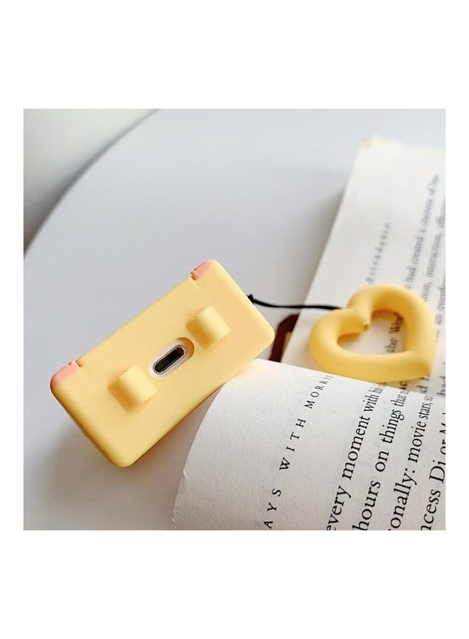 BGM Wireless Earphones Shockproof Candy Colored Suitcase Silicone Protective Case for Apple AirPods 1/2 Yellow  - Image 2