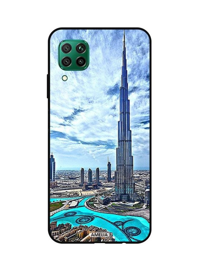 إميليا غطاء حماية واقي لهاتف هواوي P40 لايت 4G، مزين بطبعة برج خليفة يلامس السحب. متعدد الألوان - Image 1