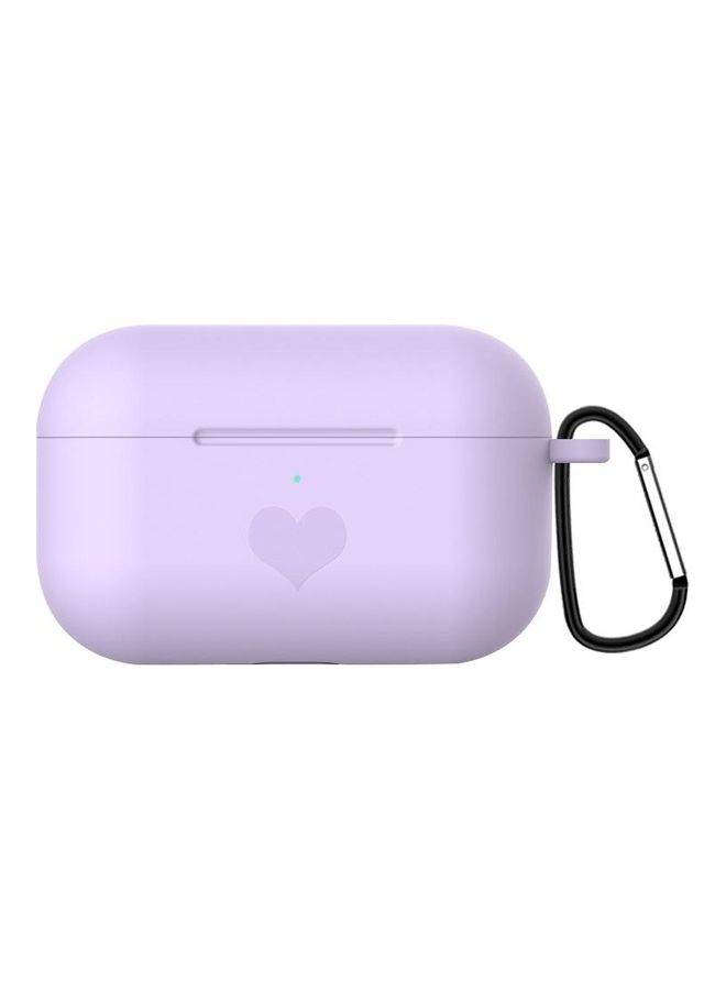 BGM Love-heart Pattern Silicone Earphone Protective Case with Hook For AirPods Pro Purple - Image 1
