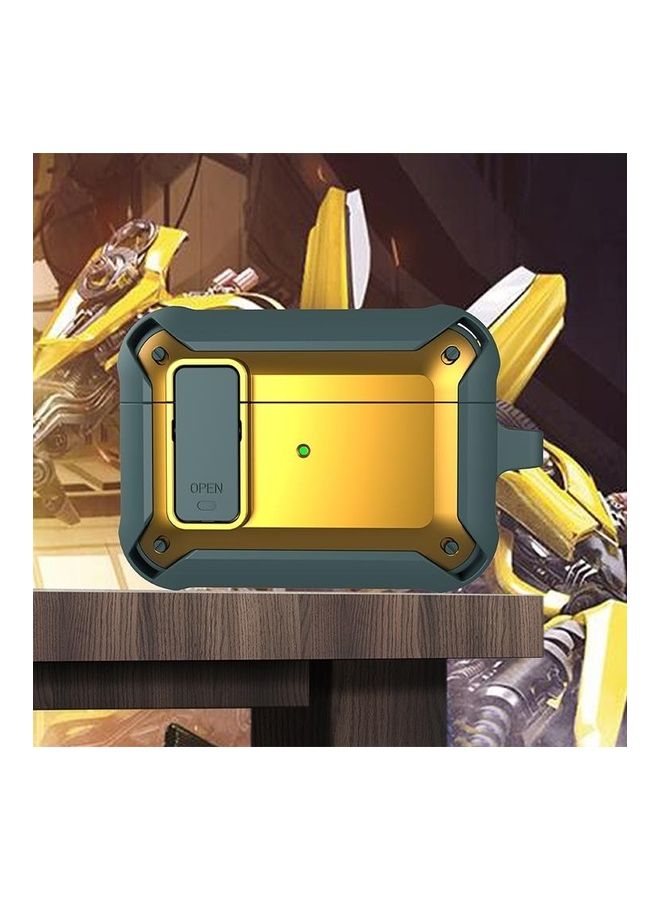 بي جي إم علبة حماية واقية من السيليكون بتصميم بامبل بي مع مفتاح لسماعات آيربودز برو رمادي/أصفر