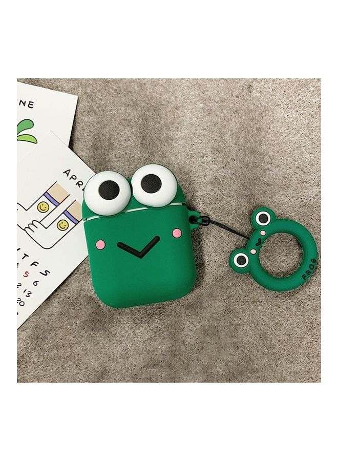 BGM Little Frog Shape Silicone Earphone Protective Case with Ring Buckle For Apple AirPods Green - Image 1