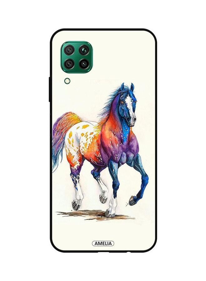 إميليا غطاء حماية مطبوع برسمة حصان فنية لهاتف هواوي P40 لايت 4G متعدد الألوان - Image 1