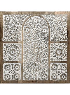 Wall Art Décor Panel Floral Design White Mandala Board For Bedroom Dining Hall Hand Carved Decoration, Gift White/Gold 60x60x2cm