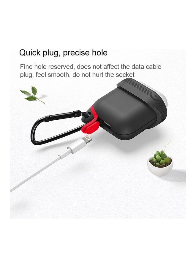 BGM - Soft Silicone Bluetooth Earphone Protective Cover Skin with Carabiner for Apple AirPods 1/2 Green - Image 1