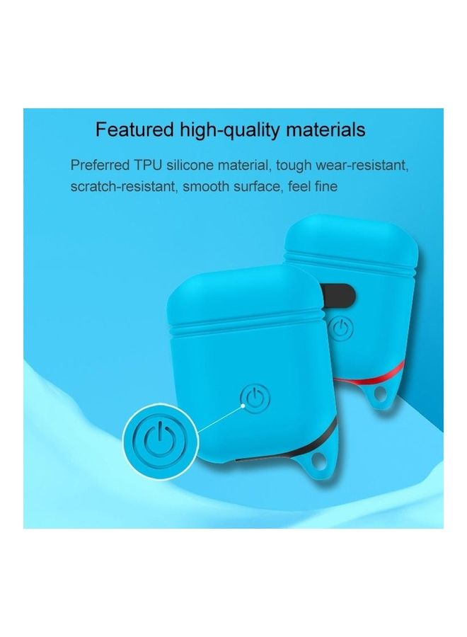 BGM - Soft Silicone Bluetooth Earphone Protective Cover Skin with Carabiner for Apple AirPods 1/2 Green - Image 1