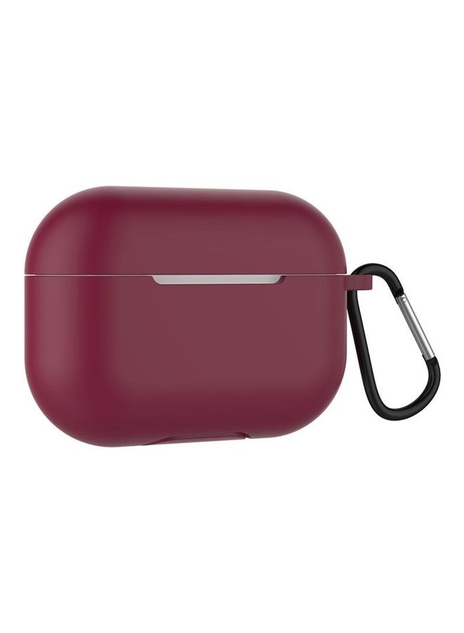 BGM - Solid Color Silicone Earphone Protective Case with Hook for AirPods 3 Red - Image 1