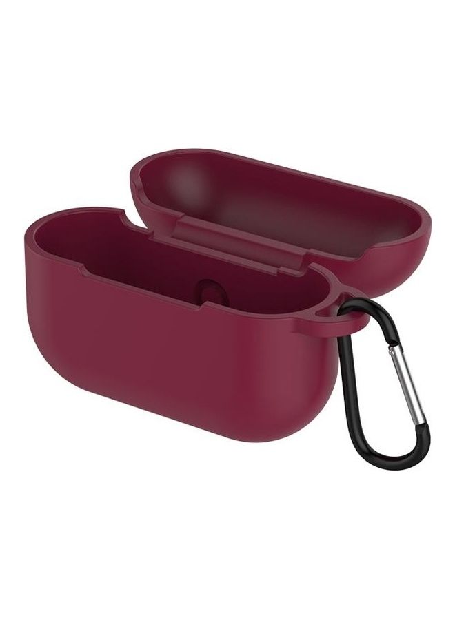 BGM - Solid Color Silicone Earphone Protective Case with Hook for AirPods 3 Red - Image 1