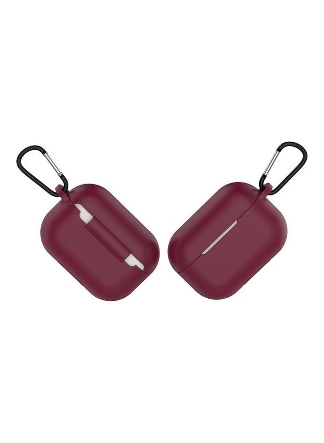 BGM - Solid Color Silicone Earphone Protective Case with Hook for AirPods 3 Red - Image 1