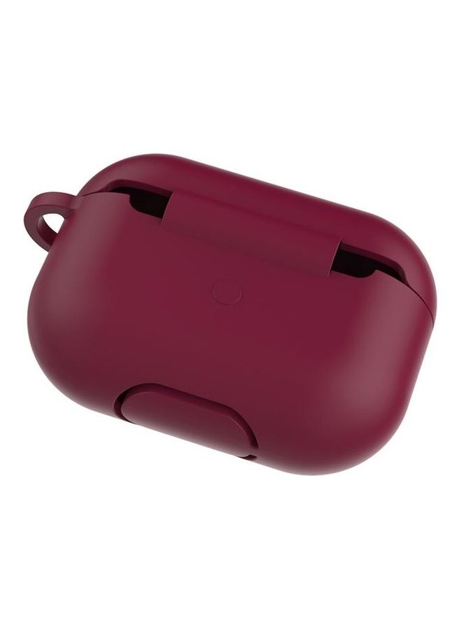 BGM - Solid Color Silicone Earphone Protective Case with Hook for AirPods 3 Red - Image 1