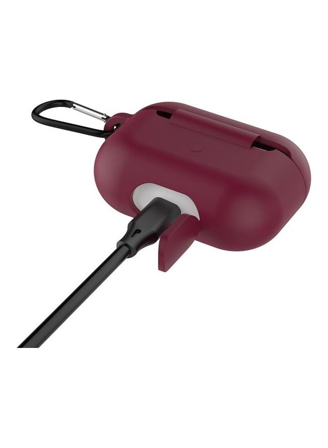 BGM - Solid Color Silicone Earphone Protective Case with Hook for AirPods 3 Red - Image 1