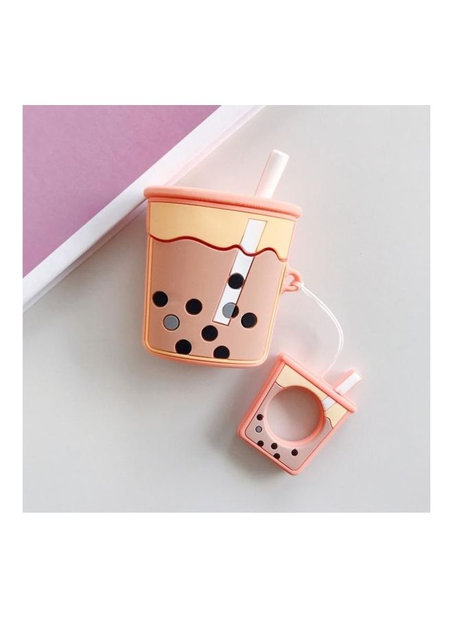 بي جي إم غطاء حماية واقٍ مضاد للصدمات مصنوع من السيليكون مطبوع عليه شاي حليب البوبا لسماعات أبل آيربودز 1/2 برتقالي - Image 1