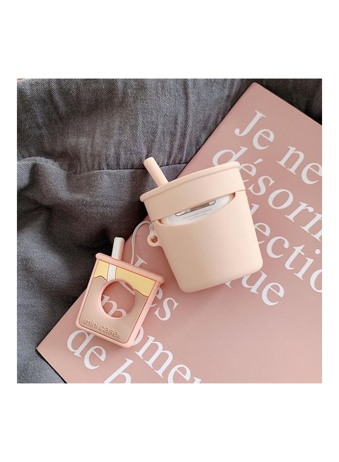 بي جي إم غطاء حماية واقٍ مضاد للصدمات مصنوع من السيليكون مطبوع عليه شاي حليب البوبا لسماعات أبل آيربودز 1/2 برتقالي - Image 2