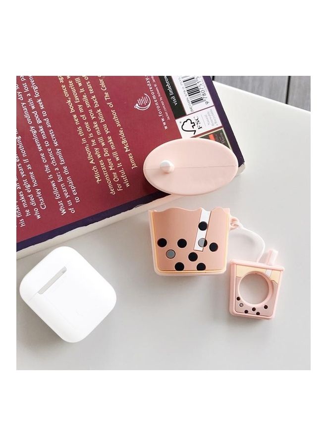 بي جي إم غطاء حماية واقٍ مضاد للصدمات مصنوع من السيليكون مطبوع عليه شاي حليب البوبا لسماعات أبل آيربودز 1/2 برتقالي - Image 4