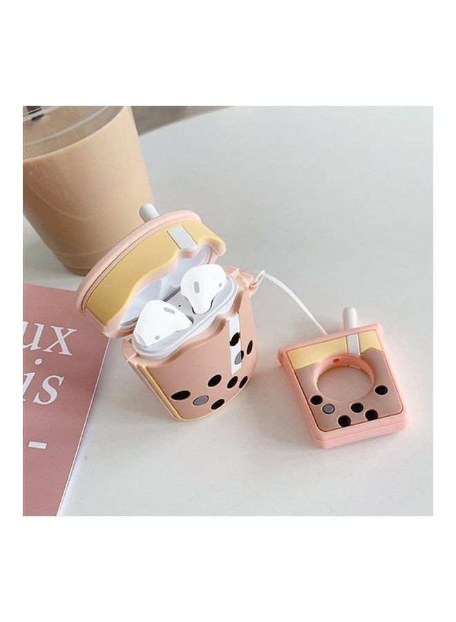 بي جي إم غطاء حماية واقٍ مضاد للصدمات مصنوع من السيليكون مطبوع عليه شاي حليب البوبا لسماعات أبل آيربودز 1/2 برتقالي - Image 5