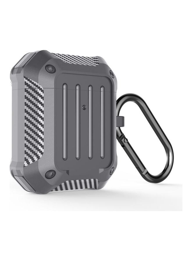 BGM Wireless Earphones Carbon Fiber Luggage Protective Case For AirPods 1/2 Generation Grey - Image 1