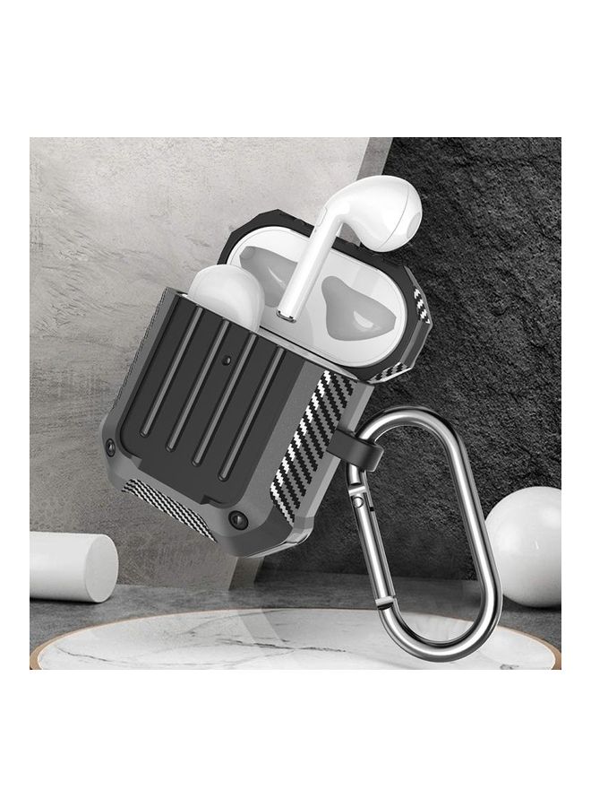 BGM Wireless Earphones Carbon Fiber Luggage Protective Case For AirPods 1/2 Generation Grey - Image 3