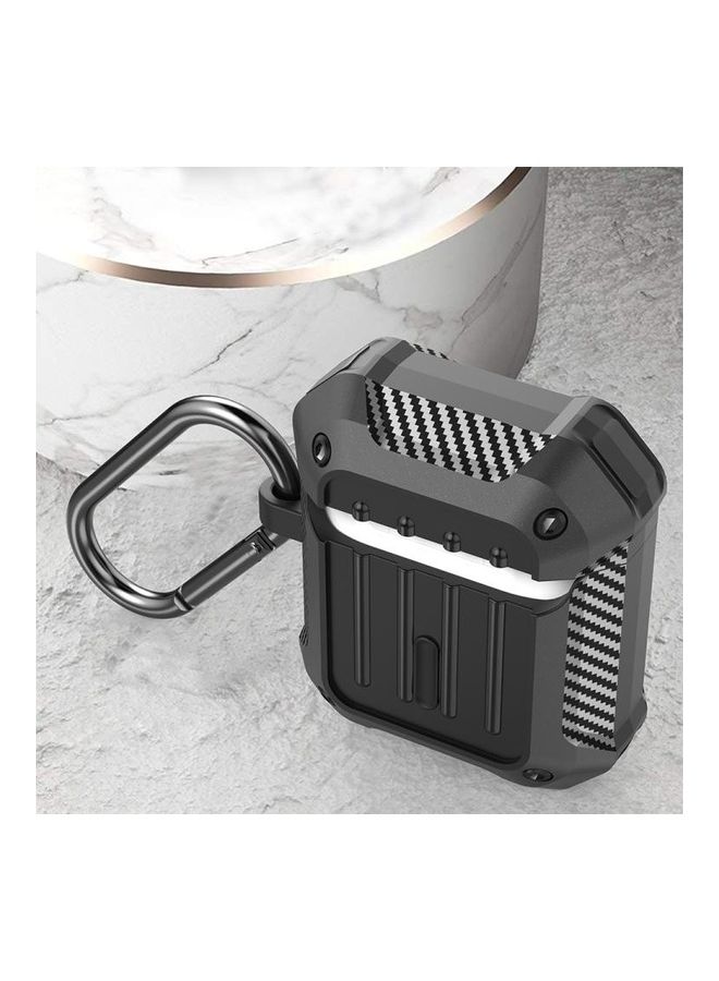 BGM Wireless Earphones Carbon Fiber Luggage Protective Case For AirPods 1/2 Generation Grey - Image 4