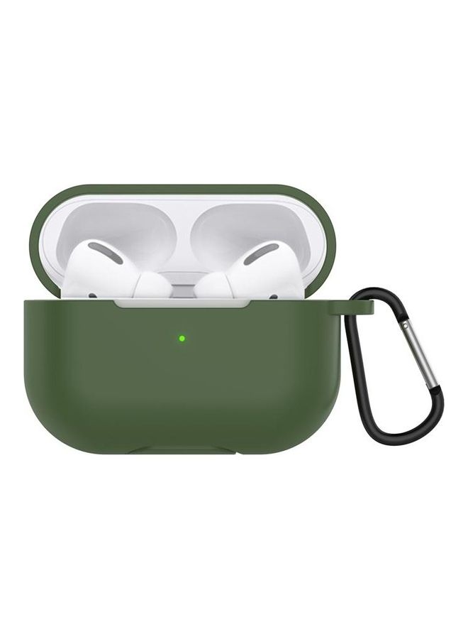 BGM - Solid Colour Silicone Earphone Protective Case for AirPods 3 with Hook Green - Image 1