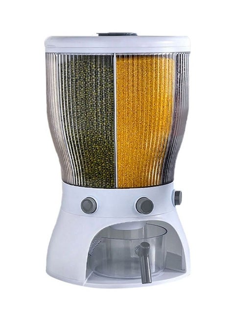 4-Splits 360-Degree Rotatable Grains Dispenser White/Clear/Grey 10kg