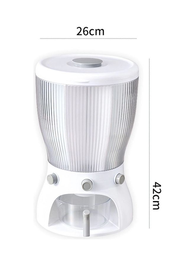 4-Splits 360-Degree Rotatable Grains Dispenser White/Clear/Grey 10kg