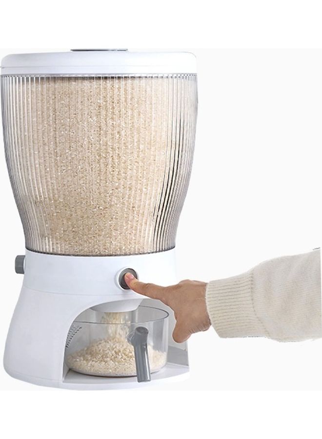 4-Splits 360-Degree Rotatable Grains Dispenser White/Clear/Grey 10kg