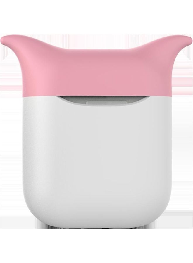 BGM Portable Silicone Wireless Earphone Silicone Protective Box For Apple AirPods Pink/White  - Image 1